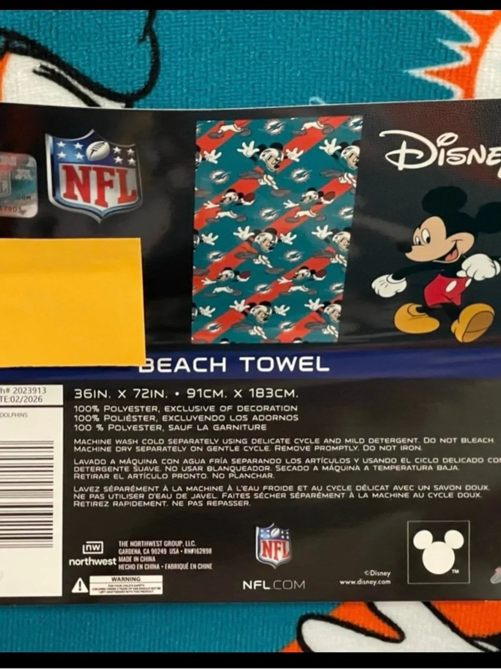NFL Miami Dolphins Beach Towel Mickey Dolphins Beach Towel Football